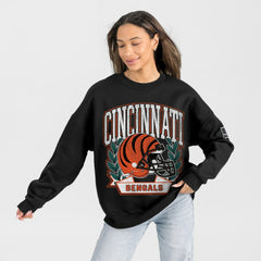 Cincinnati Bengals Gameday Couture Women's Oversized Victory Lane Black Label Premium Fleece Sweatshirt Black