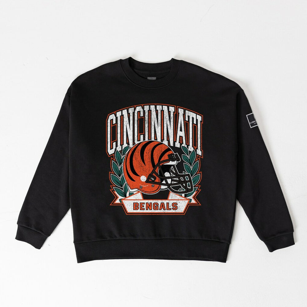 Cincinnati Bengals Gameday Couture Women's Oversized Victory Lane Black Label Premium Fleece Sweatshirt Black