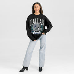 Dallas Cowboys Gameday Couture Women's Oversized Victory Lane Black Label Premium Fleece Sweatshirt Black