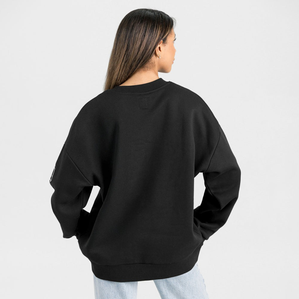 Denver Broncos Gameday Couture Women's Oversized Victory Lane Black Label Premium Fleece Sweatshirt Black