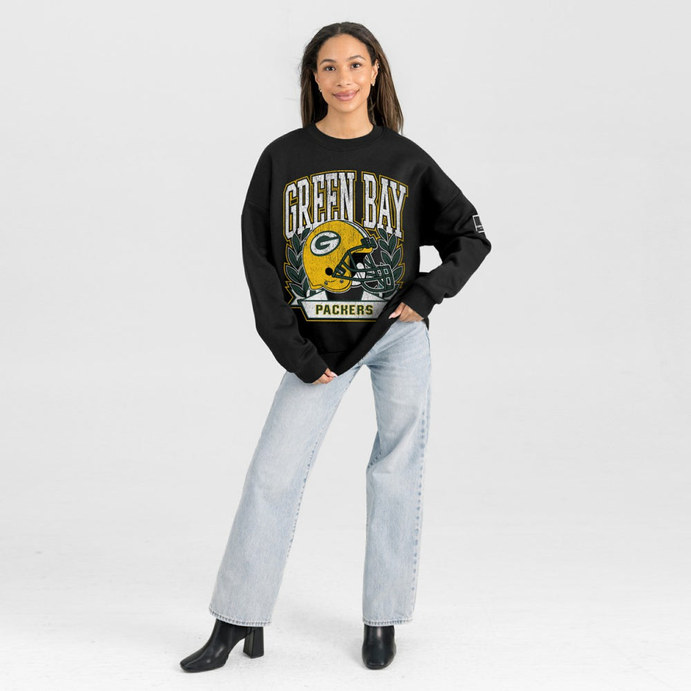 Green Bay Packers Gameday Couture Women's Oversized Victory Lane Black Label Premium Fleece Sweatshirt Black