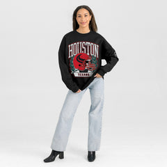 Houston Texans Gameday Couture Women's Oversized Victory Lane Black Label Premium Fleece Sweatshirt Black