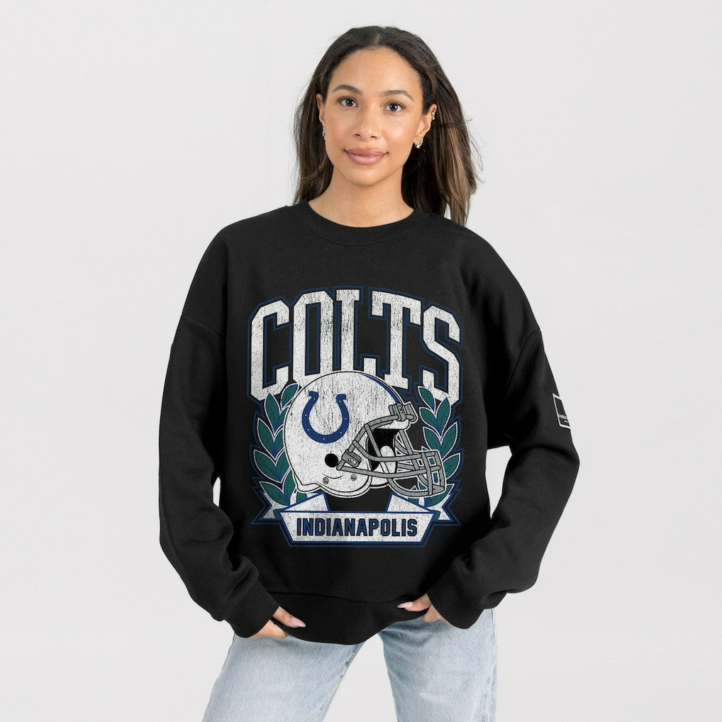 Indianapolis Colts Gameday Couture Women's Oversized Victory Lane Black Label Premium Fleece Sweatshirt Black