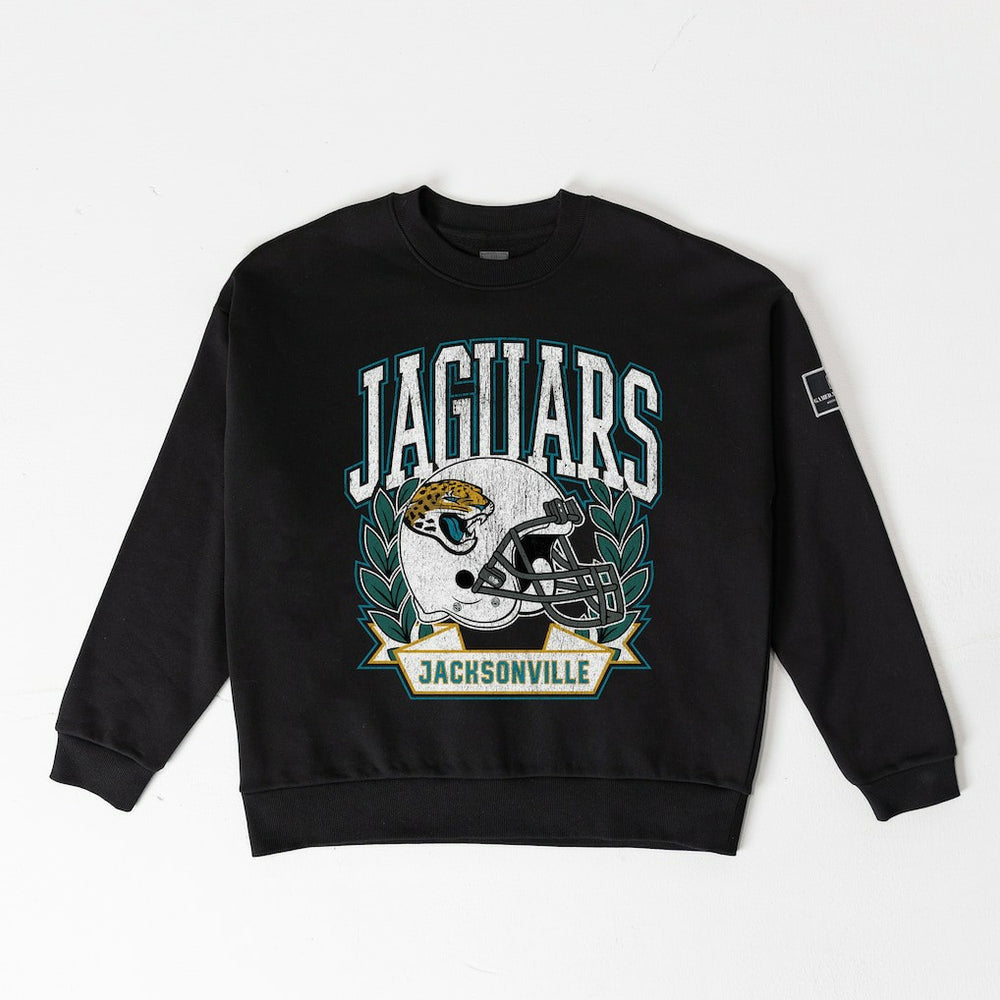 Jacksonville Jaguars Gameday Couture Women's Oversized Victory Lane Black Label Premium Fleece Sweatshirt Black