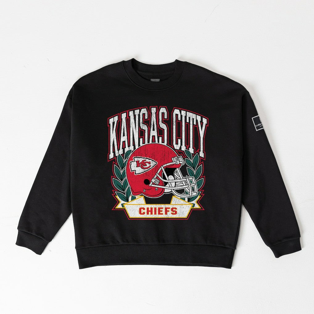 Kansas City Chiefs Gameday Couture Women's Oversized Victory Lane Black Label Premium Fleece Sweatshirt Black