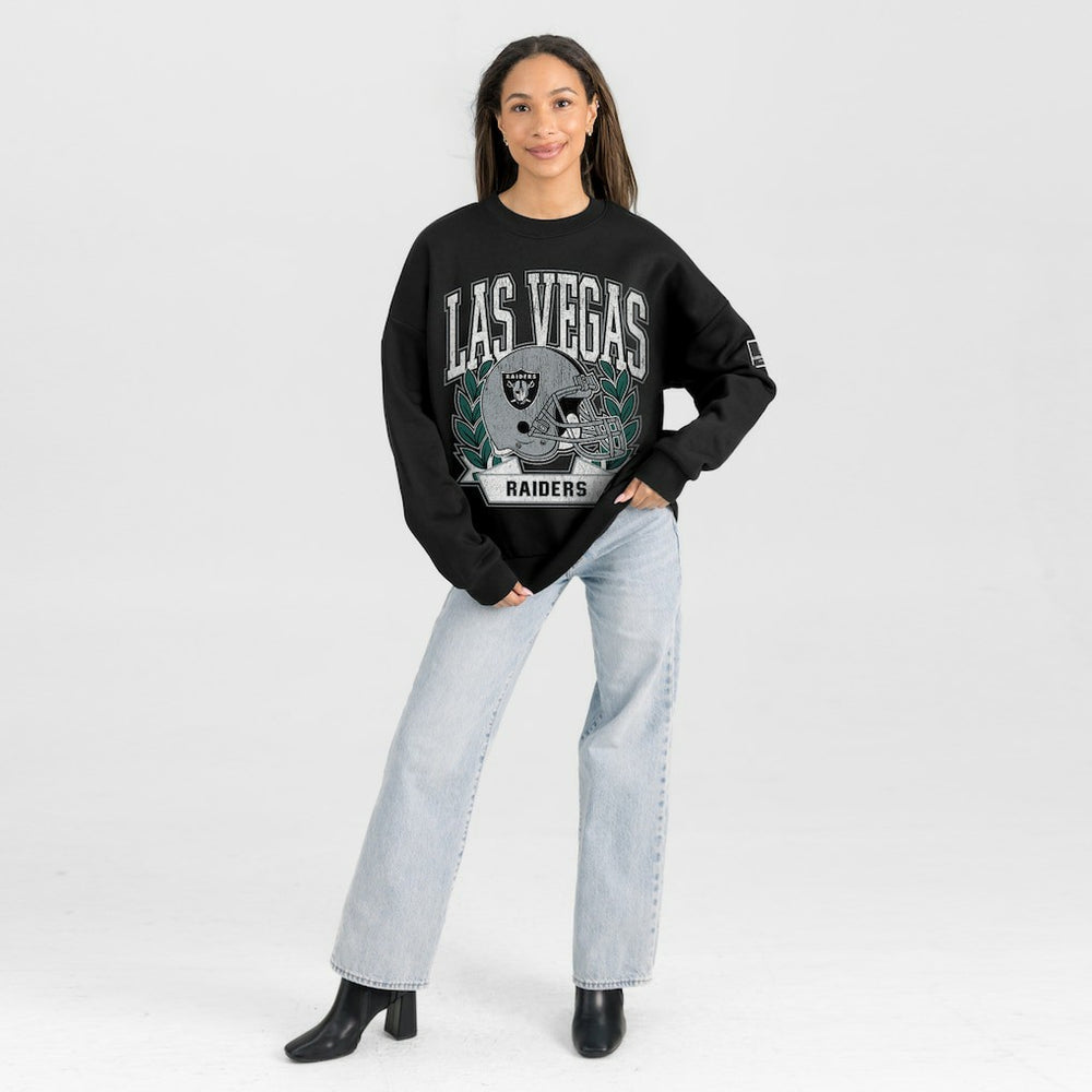 Las Vegas Raiders Gameday Couture Women's Oversized Victory Lane Black Label Premium Fleece Sweatshirt Black