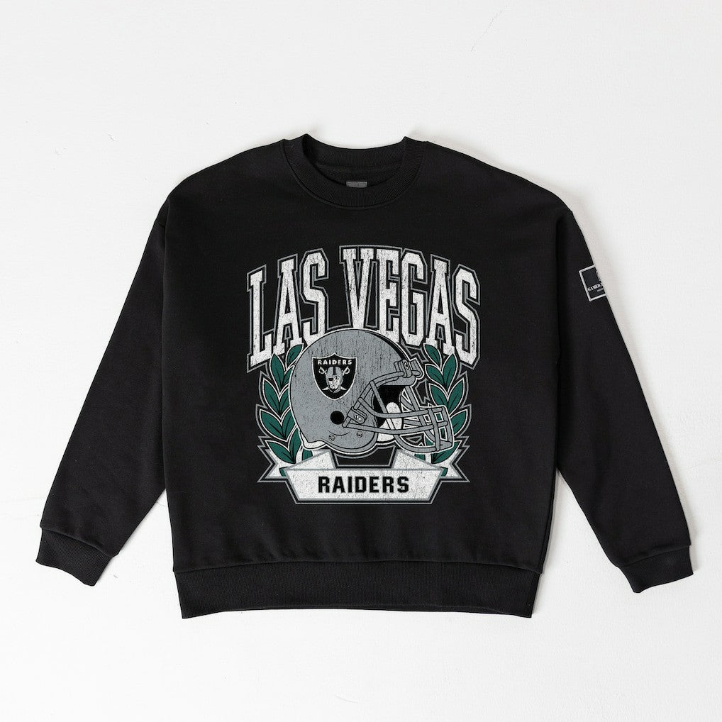 Las Vegas Raiders Gameday Couture Women's Oversized Victory Lane Black Label Premium Fleece Sweatshirt Black