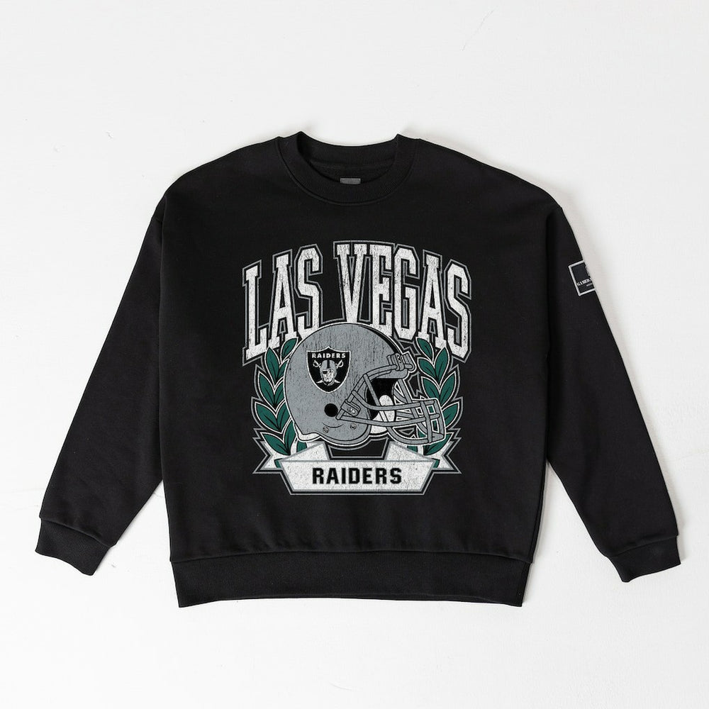 Las Vegas Raiders Gameday Couture Women's Oversized Victory Lane Black Label Premium Fleece Sweatshirt Black