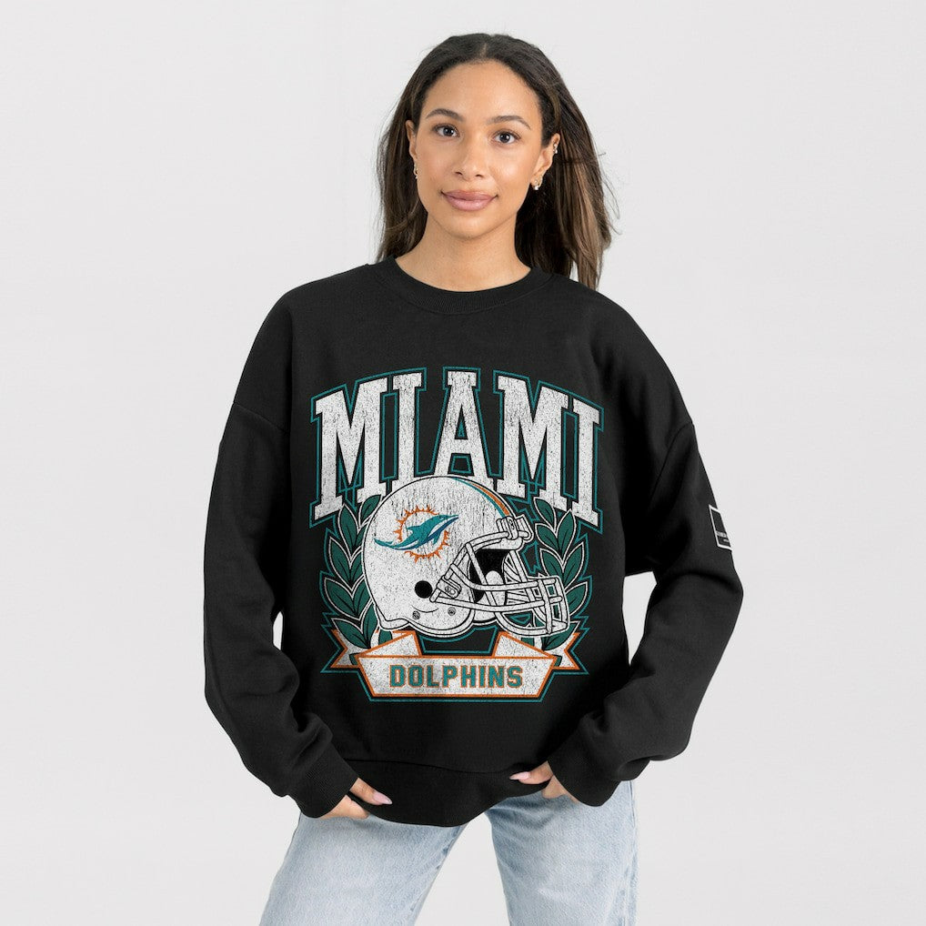 Miami Dolphins Gameday Couture Women's Oversized Victory Lane Black Label Premium Fleece Sweatshirt Black