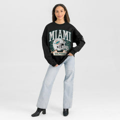 Miami Dolphins Gameday Couture Women's Oversized Victory Lane Black Label Premium Fleece Sweatshirt Black