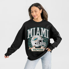 Miami Dolphins Gameday Couture Women's Oversized Victory Lane Black Label Premium Fleece Sweatshirt Black