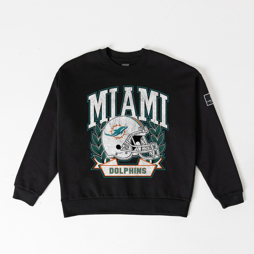 Miami Dolphins Gameday Couture Women's Oversized Victory Lane Black Label Premium Fleece Sweatshirt Black