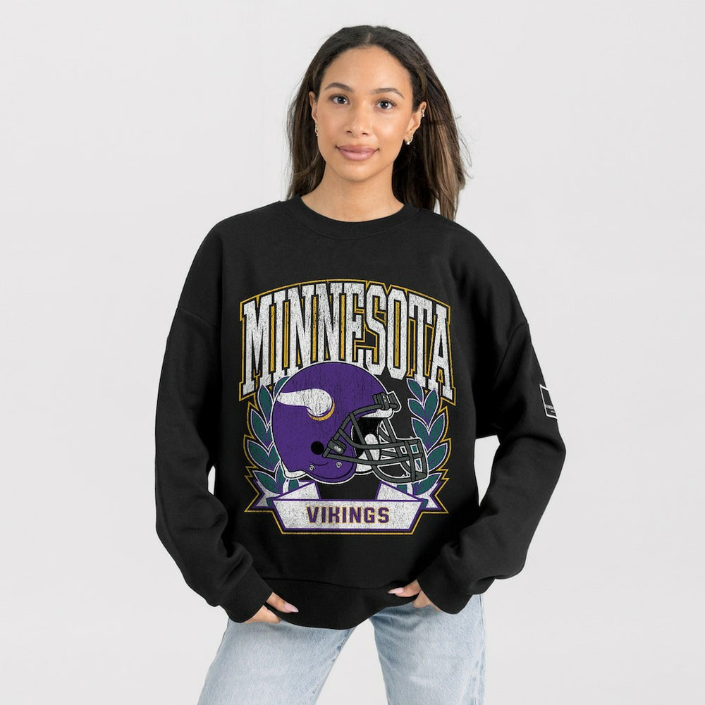 Minnesota Vikings Gameday Couture Women's Oversized Victory Lane Black Label Premium Fleece Sweatshirt Black
