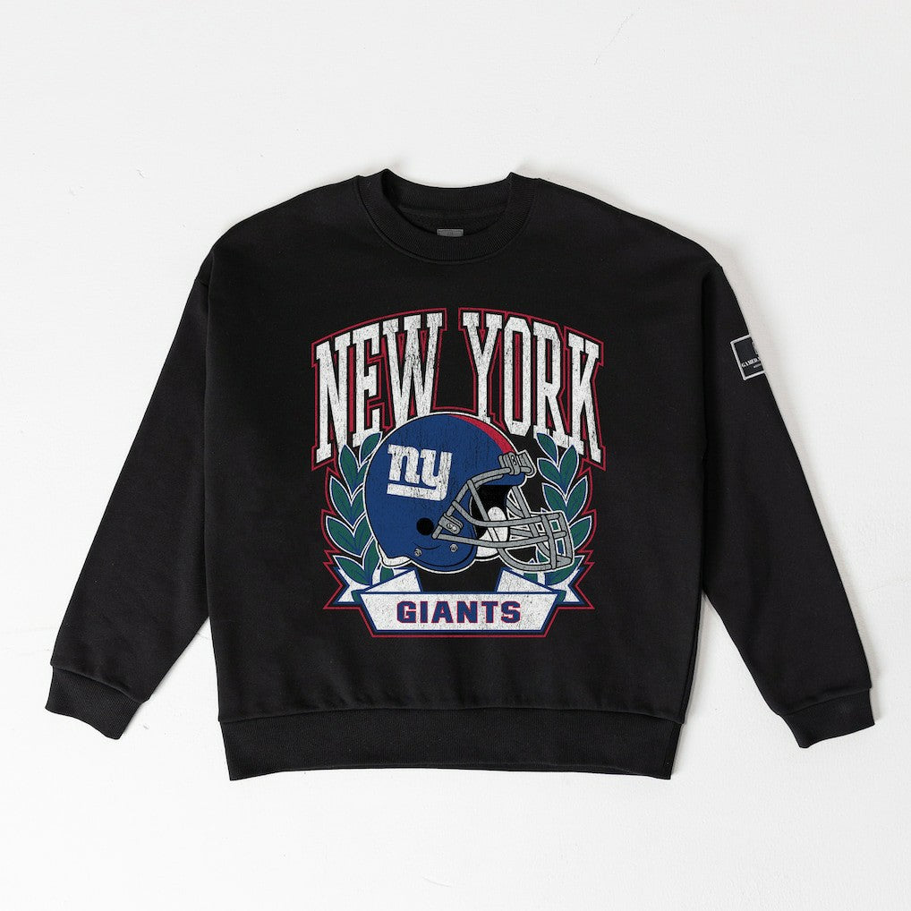 New York Giants Gameday Couture Women's Oversized Victory Lane Black Label Premium Fleece Sweatshirt Black