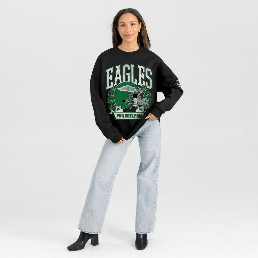 Philadelphia Eagles Gameday Couture Women's Oversized Victory Lane Black Label Premium Fleece Sweatshirt Black
