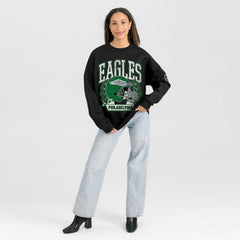 Philadelphia Eagles Gameday Couture Women's Oversized Victory Lane Black Label Premium Fleece Sweatshirt Black