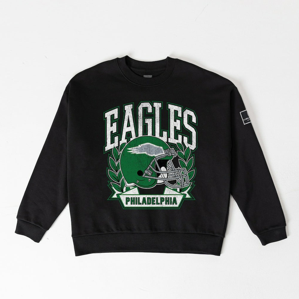 Philadelphia Eagles Gameday Couture Women's Oversized Victory Lane Black Label Premium Fleece Sweatshirt Black