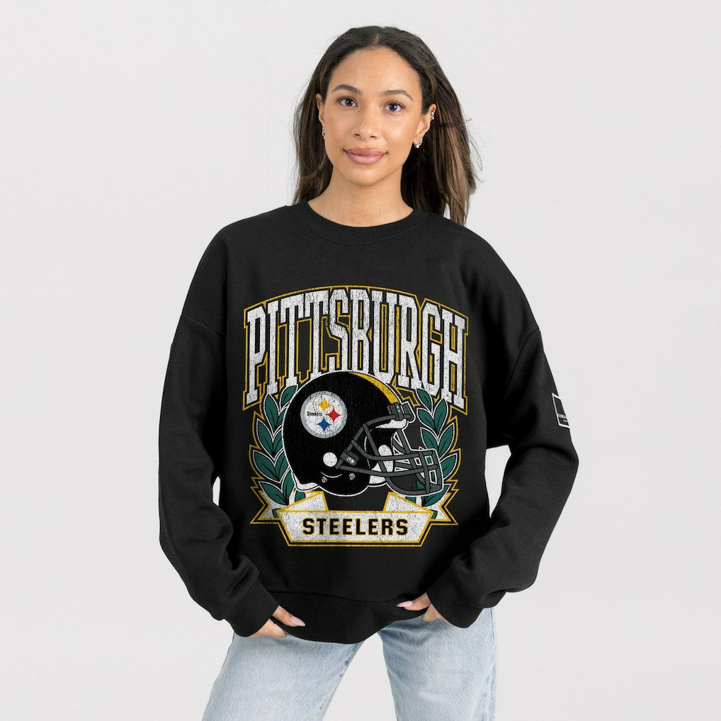 Pittsburgh Steelers Gameday Couture Women's Oversized Victory Lane Black Label Premium Fleece Sweatshirt Black