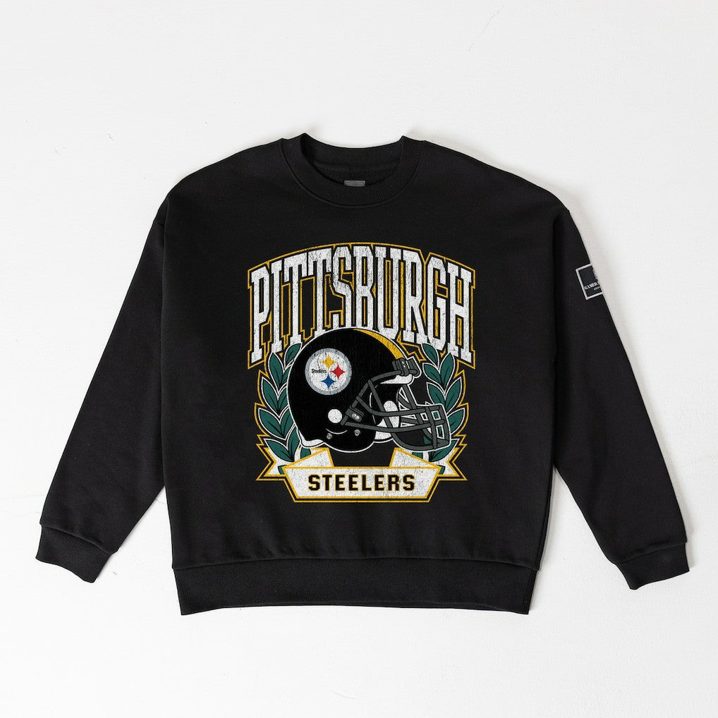 Pittsburgh Steelers Gameday Couture Women's Oversized Victory Lane Black Label Premium Fleece Sweatshirt Black