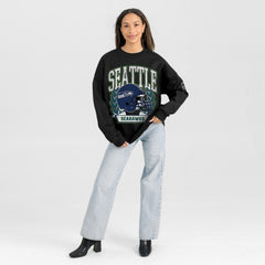 Seattle Seahawks Gameday Couture Women's Oversized Victory Lane Black Label Premium Fleece Sweatshirt Black