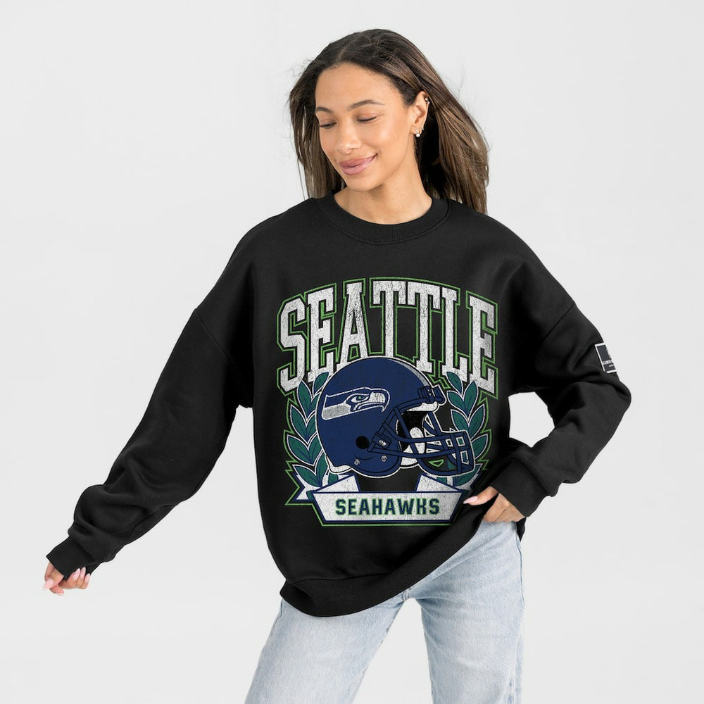 Seattle Seahawks Gameday Couture Women's Oversized Victory Lane Black Label Premium Fleece Sweatshirt Black