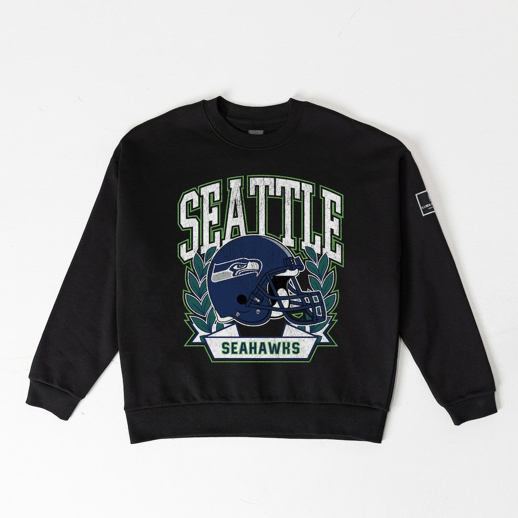 Seattle Seahawks Gameday Couture Women's Oversized Victory Lane Black Label Premium Fleece Sweatshirt Black