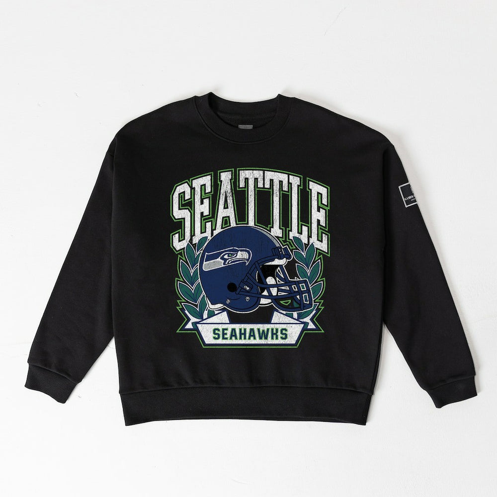 Seattle Seahawks Gameday Couture Women's Oversized Victory Lane Black Label Premium Fleece Sweatshirt Black