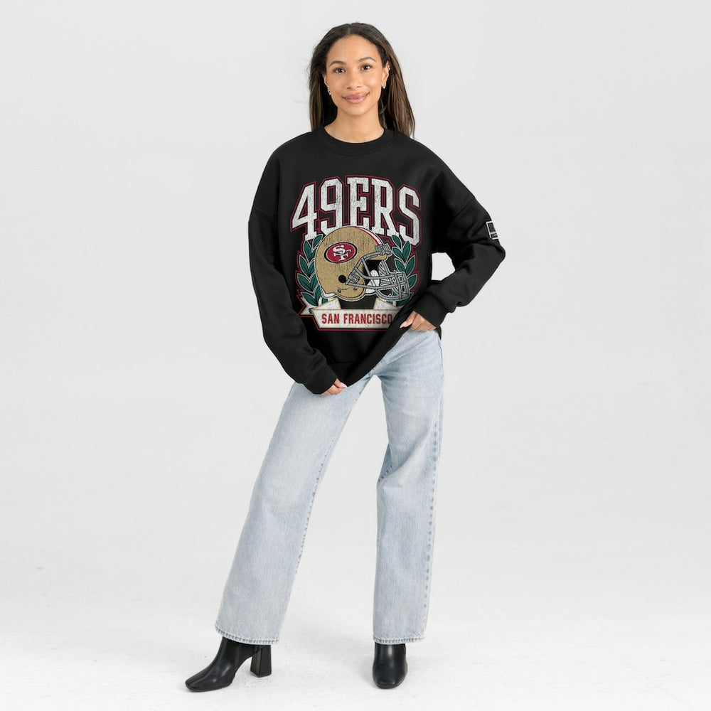 San Francisco 49ers Gameday Couture Women's Oversized Victory Lane Black Label Premium Fleece Sweatshirt Black