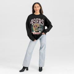 San Francisco 49ers Gameday Couture Women's Oversized Victory Lane Black Label Premium Fleece Sweatshirt Black