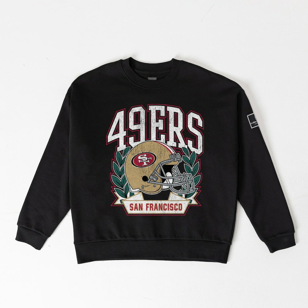 San Francisco 49ers Gameday Couture Women's Oversized Victory Lane Black Label Premium Fleece Sweatshirt Black