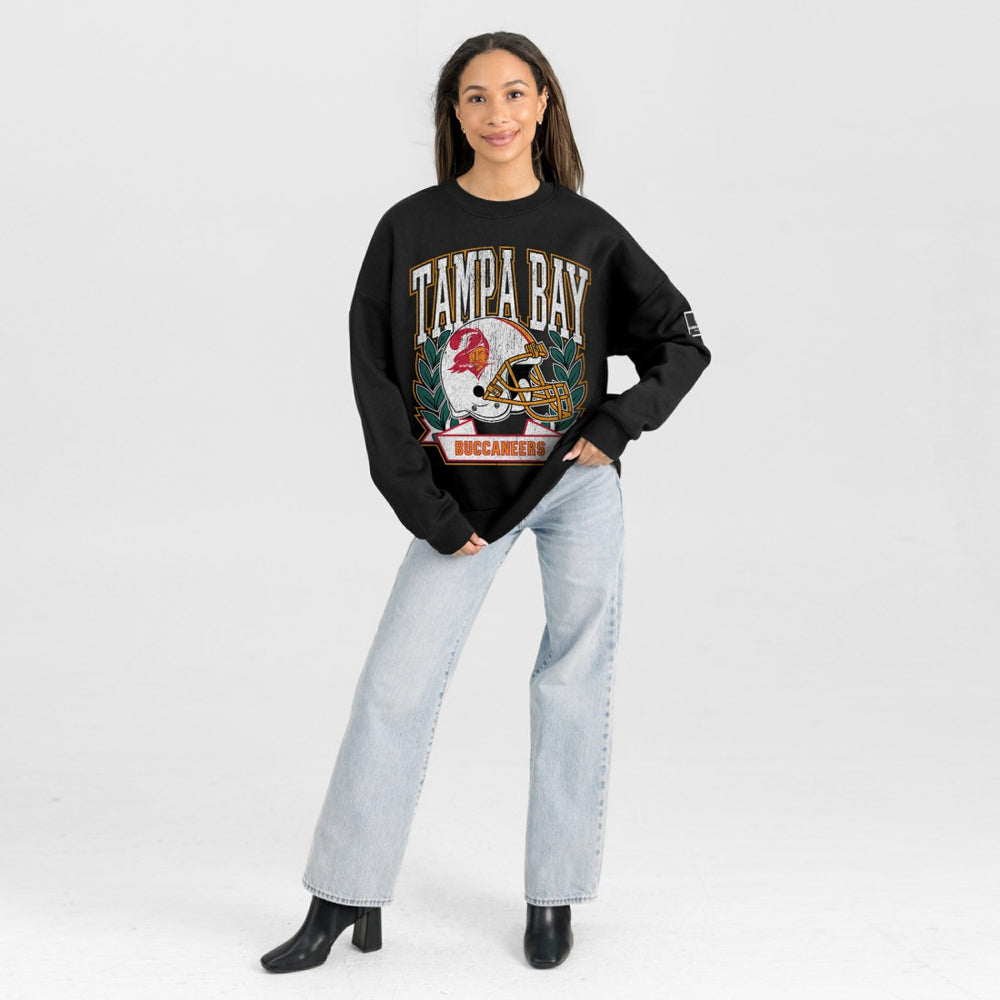 Tampa Bay Buccaneers Gameday Couture Women's Oversized Victory Lane Black Label Premium Fleece Sweatshirt Black