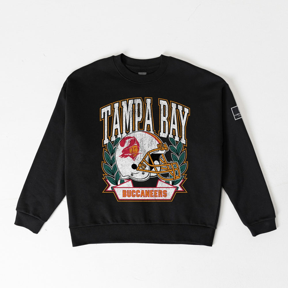 Tampa Bay Buccaneers Gameday Couture Women's Oversized Victory Lane Black Label Premium Fleece Sweatshirt Black