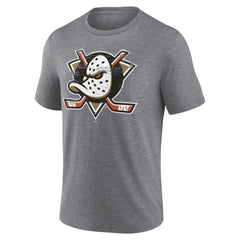 NHL,Custom Anaheim Ducks Heritage Custom Tri-Blend T-Shirt - Gray