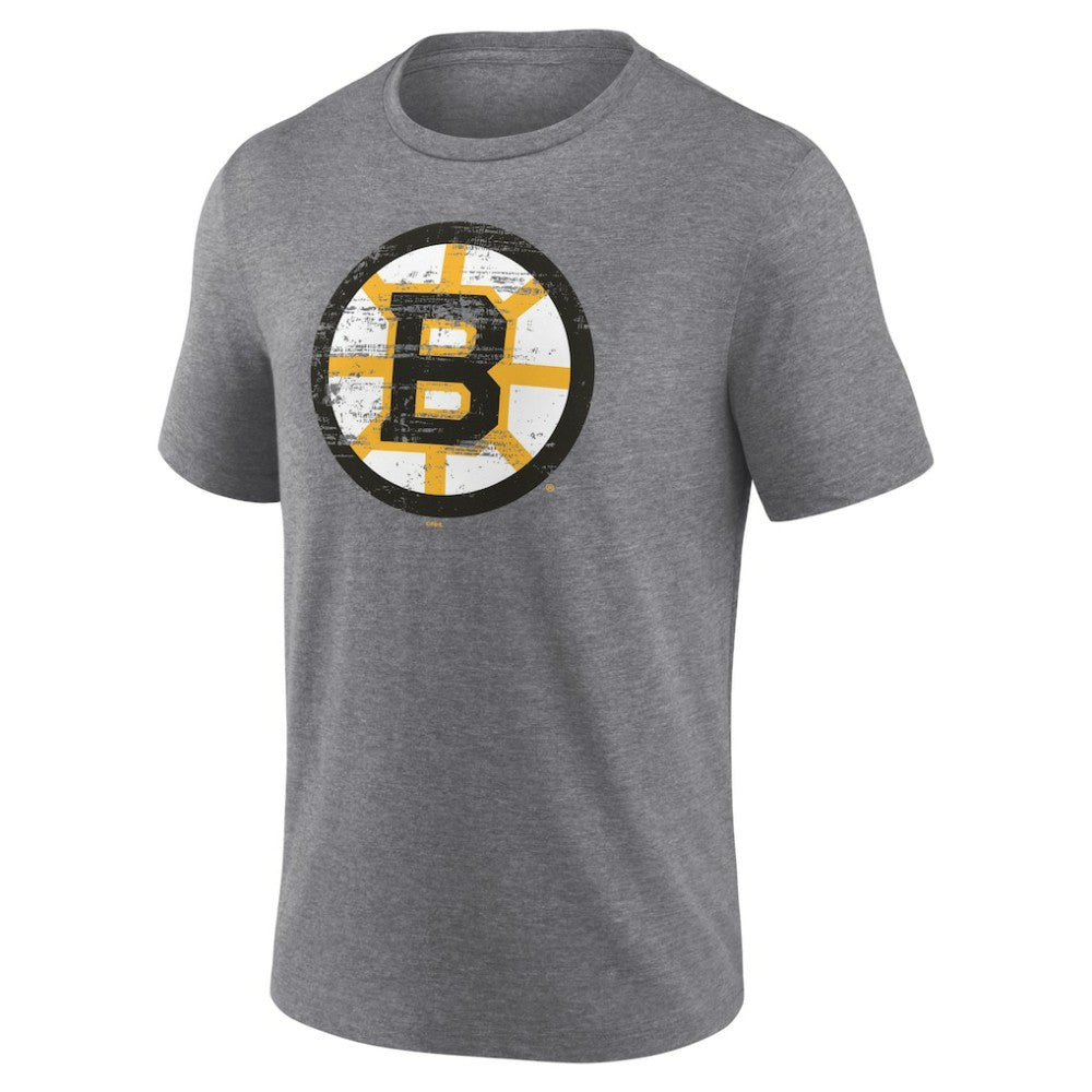 NHL,Custom Boston Bruins Heritage Custom Tri-Blend T-Shirt - Gray