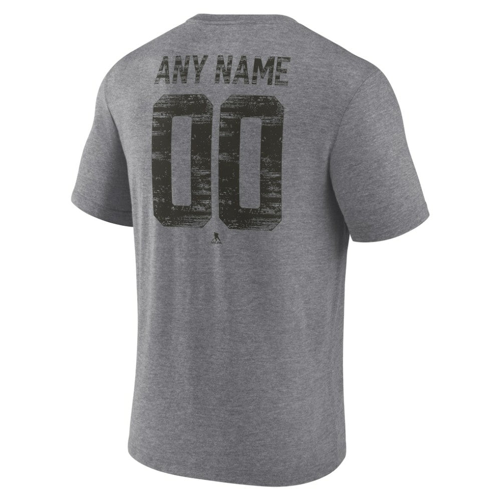 NHL,Custom Boston Bruins Heritage Custom Tri-Blend T-Shirt - Gray