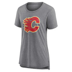 NHL,Custom Calgary Flames Women's Heritage Custom Tri-Blend T-Shirt - Gray
