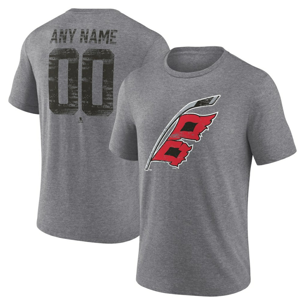 NHL,Custom Carolina Hurricanes Heritage Custom Tri-Blend T-Shirt - Gray