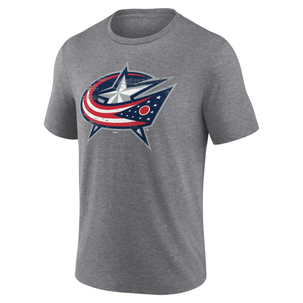 NHL,Custom Columbus Blue Jackets Heritage Custom Tri-Blend T-Shirt - Gray