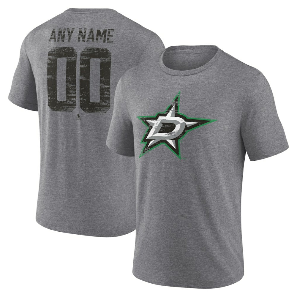 NHL,Custom Dallas Stars Heritage Custom Tri-Blend T-Shirt - Gray