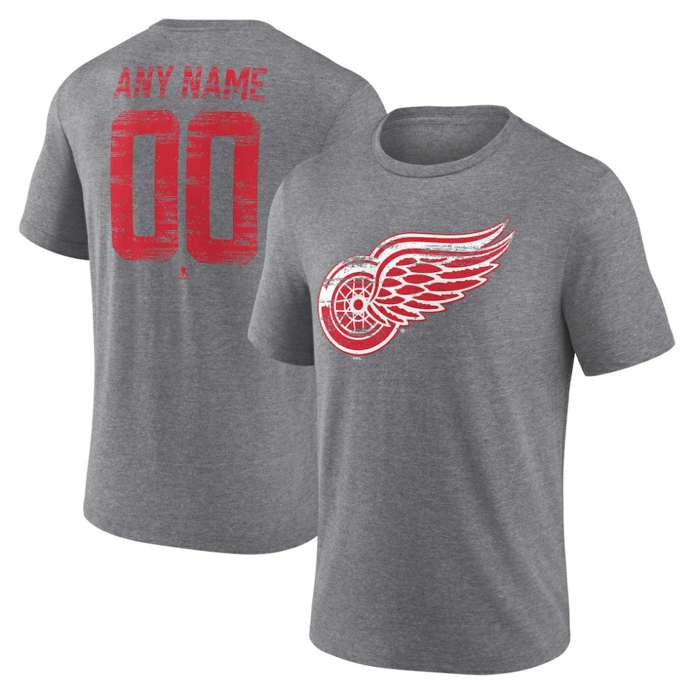 NHL,Custom Detroit Red Wings Heritage Custom Tri-Blend T-Shirt - Gray