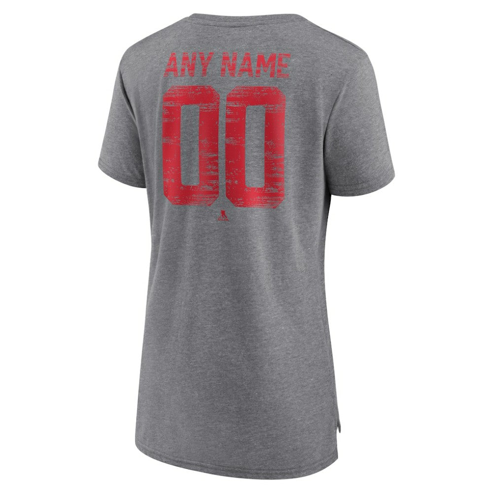 NHL,Custom Detroit Red Wings Women's Heritage Custom Tri-Blend T-Shirt - Gray