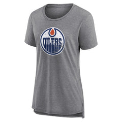 NHL,Custom Edmonton Oilers Women's Heritage Custom Tri-Blend T-Shirt - Gray