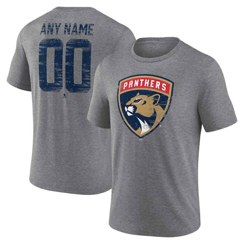 NHL,Custom Florida Panthers Heritage Custom Tri-Blend T-Shirt - Gray