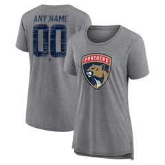 NHL,Custom Florida Panthers Women's Heritage Custom Tri-Blend T-Shirt - Gray