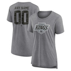 NHL,Custom Los Angeles Kings Women's Heritage Custom Tri-Blend T-Shirt - Gray