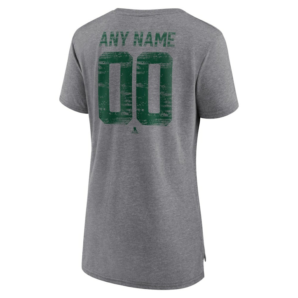 NHL,Custom Minnesota Wild Women's Heritage Custom Tri-Blend T-Shirt - Gray
