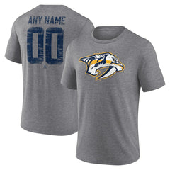 NHL,Custom Nashville Predators Heritage Custom Tri-Blend T-Shirt - Gray