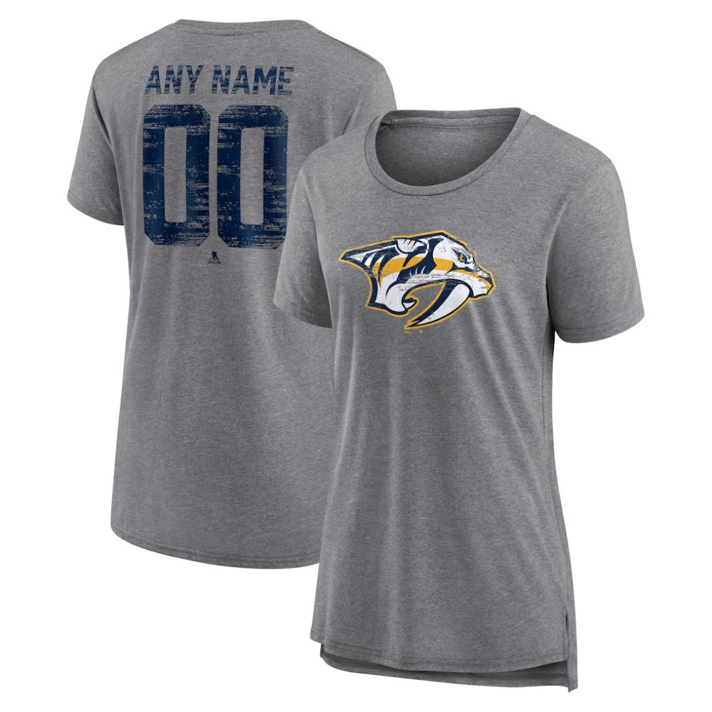 NHL,Custom Nashville Predators Women's Heritage Custom Tri-Blend T-Shirt - Gray
