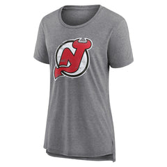 NHL,Custom New Jersey Devils Women's Heritage Custom Tri-Blend T-Shirt - Gray