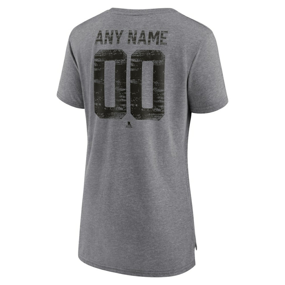 NHL,Custom New Jersey Devils Women's Heritage Custom Tri-Blend T-Shirt - Gray